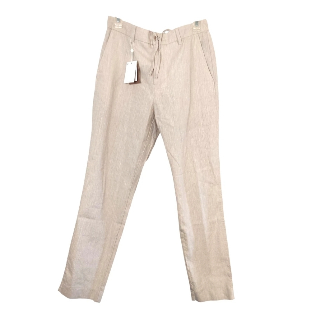 Porter & Ash Mens Pants Size 32 Linen Trouser Drawstrin Elastic Waist New - Picture 2 of 9